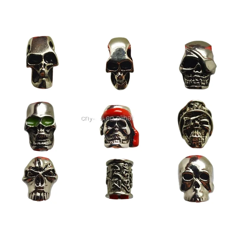 wholesale skull beads for paracord with horizontal holes