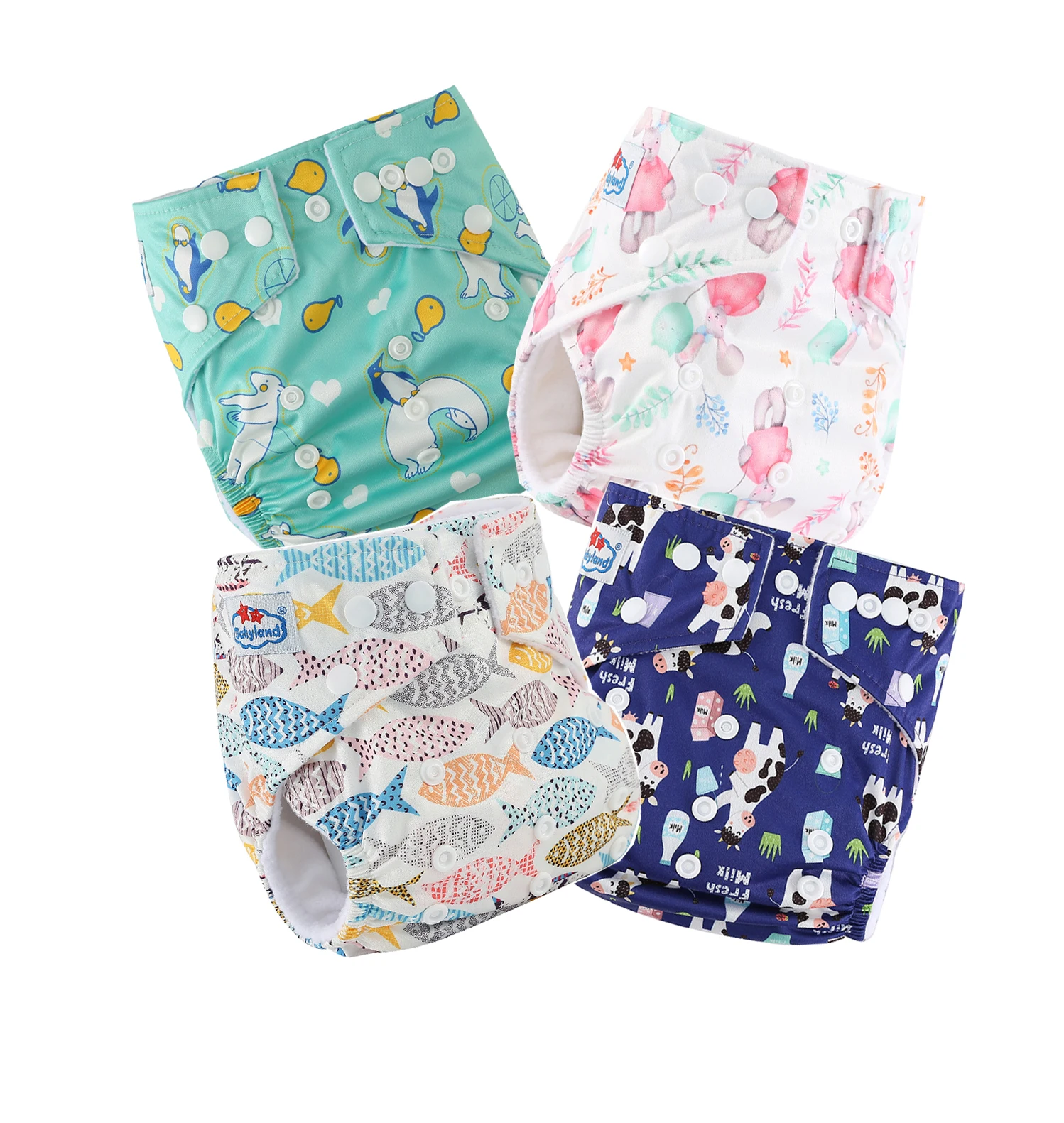 Ecological Elastic Waistband Baby Cloth Snap Nappy Pants Night  Cloth Diapers for Newborn Babies Washable
