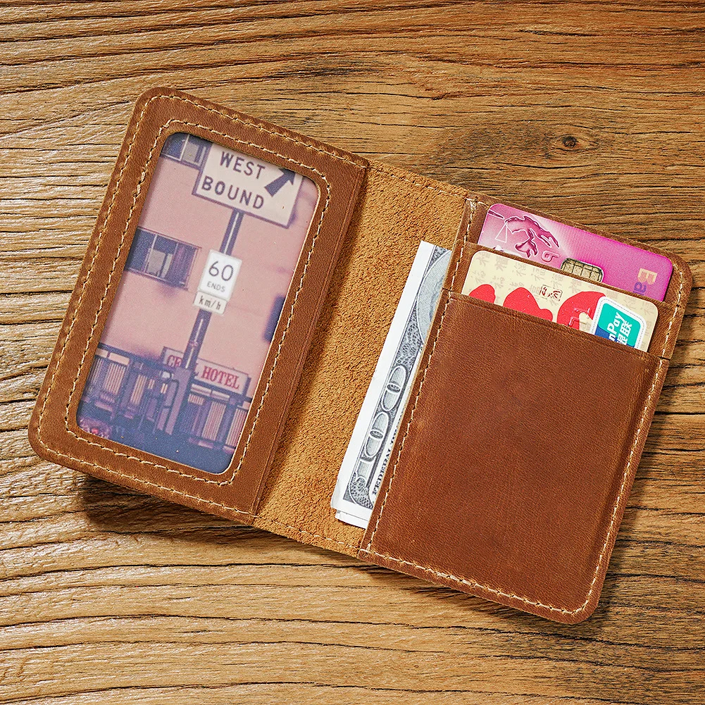 New Arrival Genuine Cowhide Certificate Card Holder Full Grain Leather with Authenticity Certificate for ID or Credit Cards