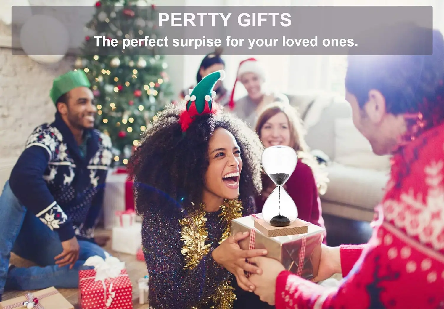 Magnetic Hourglass Sand Clock Timer with  Magnet Iron Powder &wooend Base for Home Office Desk Decor