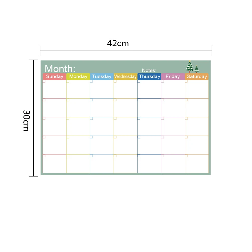 PET 30*42CM Magnetic weekly Monthly Calendar Self-adhesive Soft Dry Erase Glass Wall Whiteboard Erasable Sticker
