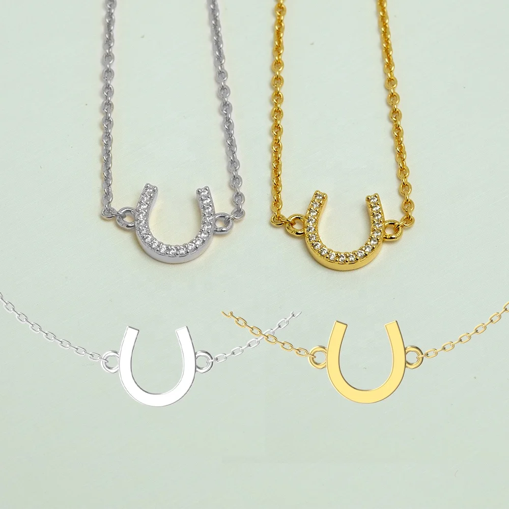 Aiz ODM CZ S925 Minimalist Equestrian Jewelry 925 Silver 18K Gold Plated Horse Shoe U Shaped Lucky Horseshoe Bracelet For Women