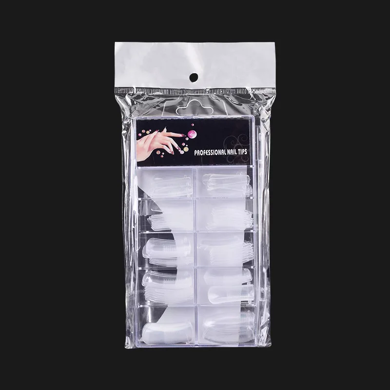 Hadiyah Wholesale 100pcs Clear Nail Forms Acrylic False Nails Full Cover Quick Building Mold Tips Dual Forms Nail Extension