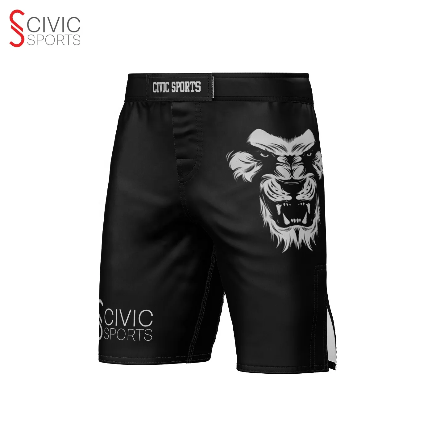 Black custom logo jiu jitsu fight shorts mma short grappling shorts
