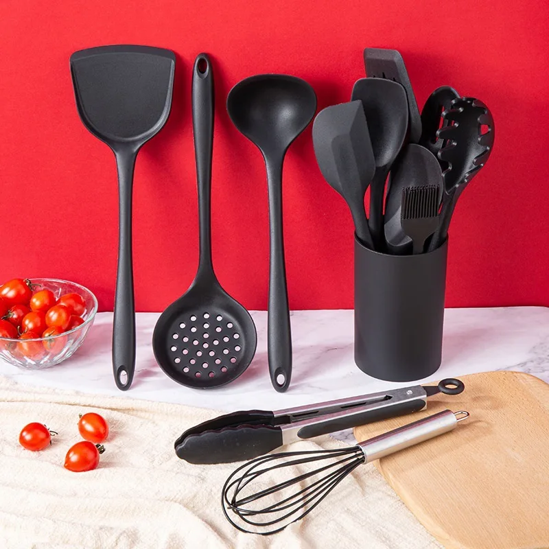 Kitchen easy clean cooking tool silicone kitchen utensil set silicone spatula soup spoon colander spatula kitchenware set