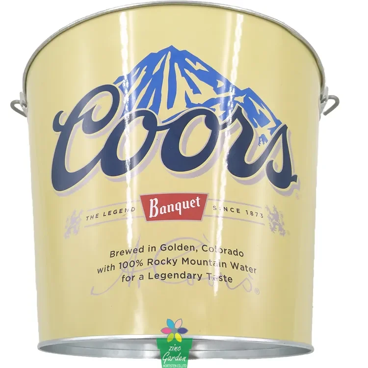 Galvanized ice cooler 5 Quart color metal bucket with bottle openers and CMYK Logo