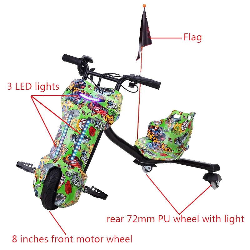 JINLIN Factory 3 Wheel Smart Drift Electric Drifting Scooter Drift Trike Kids Electric Scooter