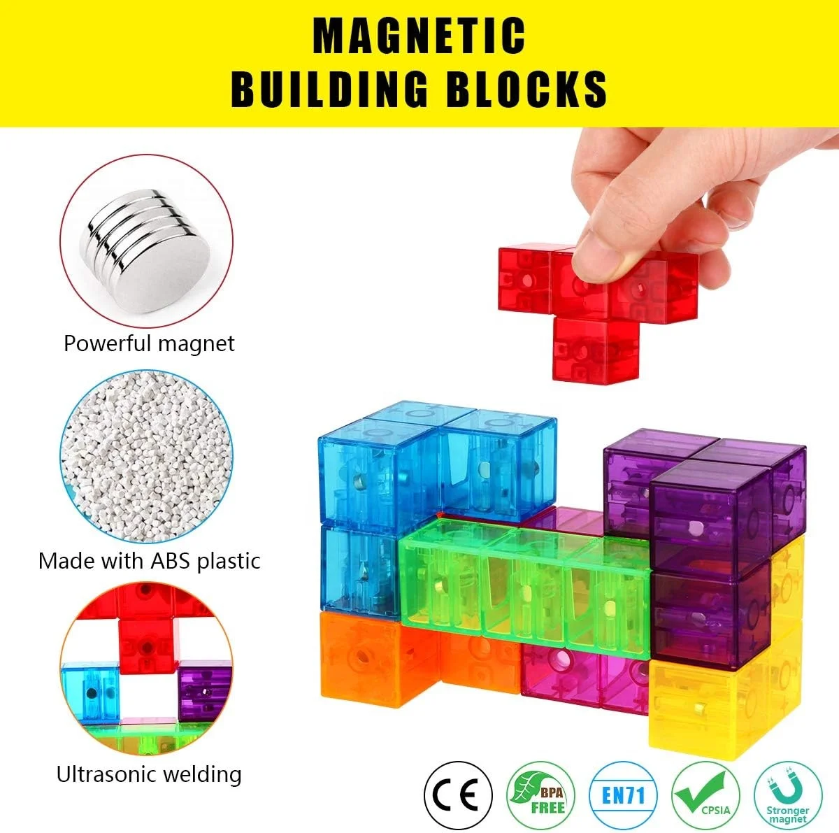 2024 Kids Magnetic Toys,Creative Plastic Magnetic Cube 3D Puzzle Toy, DIY Building Block Toy Shape Matching Educational Toys