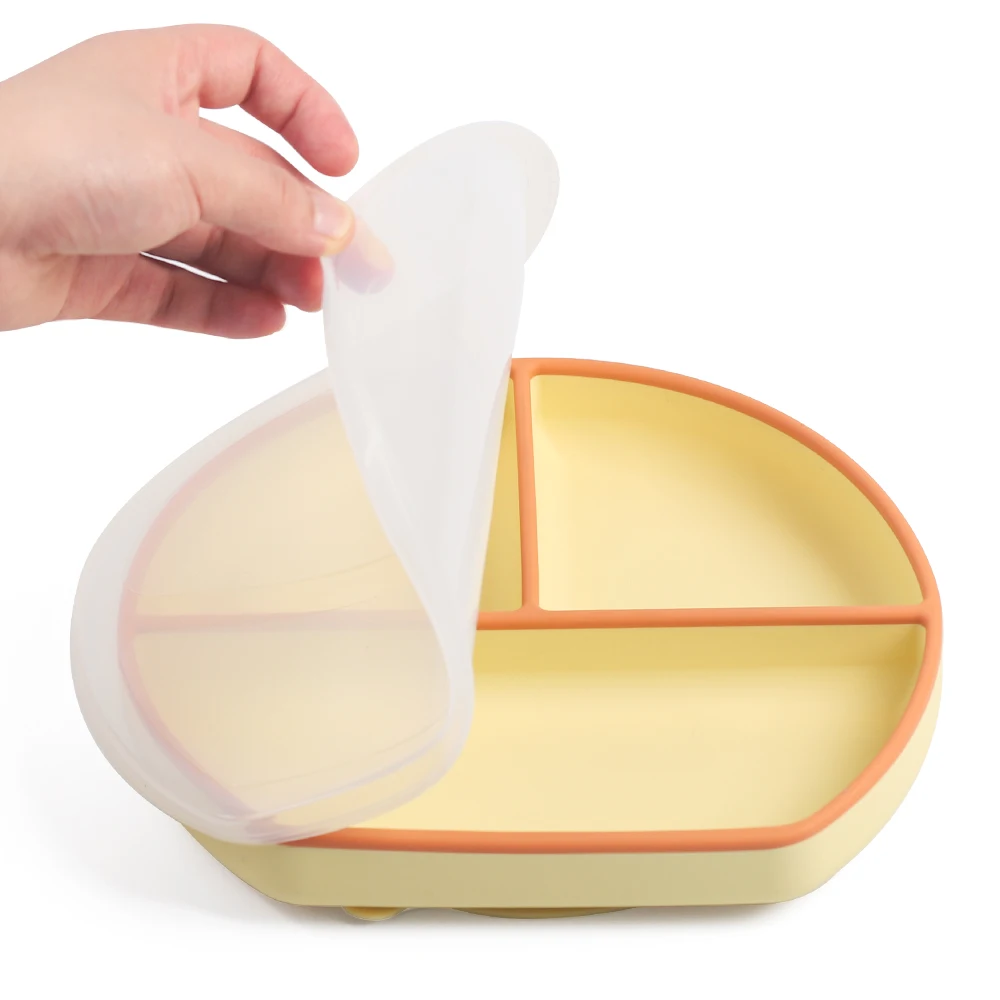 Newsun 100% QC Custom Logo Can Be Matched With A Gift Set Silicone Baby Feeding Plates With Strong Suction