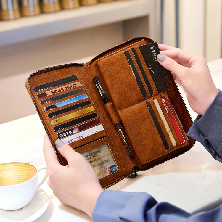 Fashionable Custom PU Lather Money Clip Wallet Coin Purses Women Credit Card