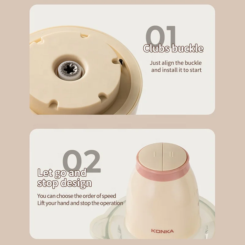 Multifunctional 2L Electric Meat Grinder 4 Knife Electric Chopper Automatic Mincing Food Processor For Household