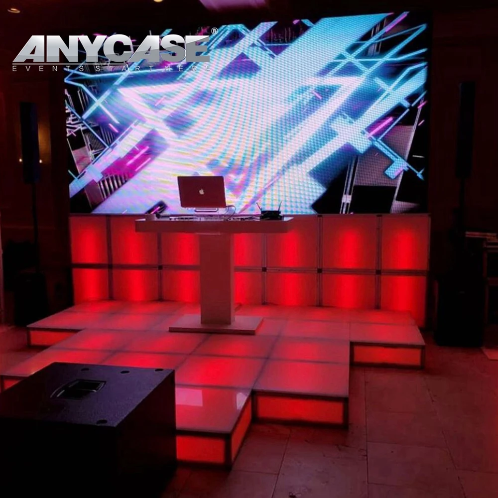 TM Factory Direct 1year warranty Light Weight Choir Acrylic White led full dance floor Led Stage Cube for wedding