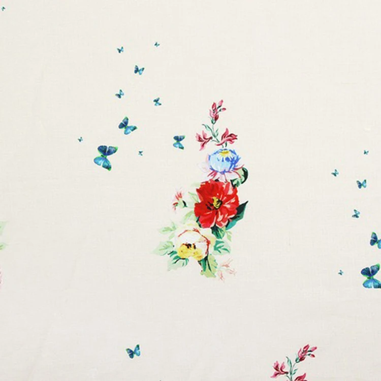 Digital printed linen fabrics for dresses customized design 100% linen fabric