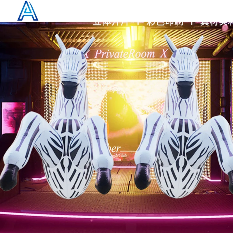 LED light illuminated oxford cloth big huge large bar inflatable horse zebra unicorn model for decoration inflatable