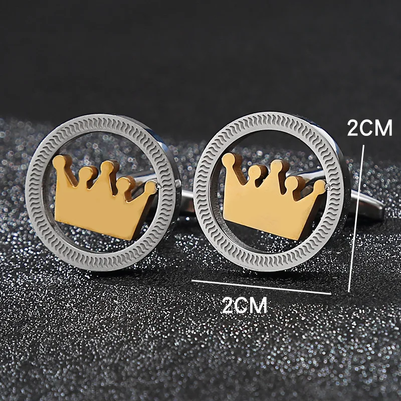 Cut-out Premium Two-tone Cufflinks Titanium Steel Stainless Steel Cuff Links Luxury Suit Shirt Cufflinks for Men Simplicity C7-3