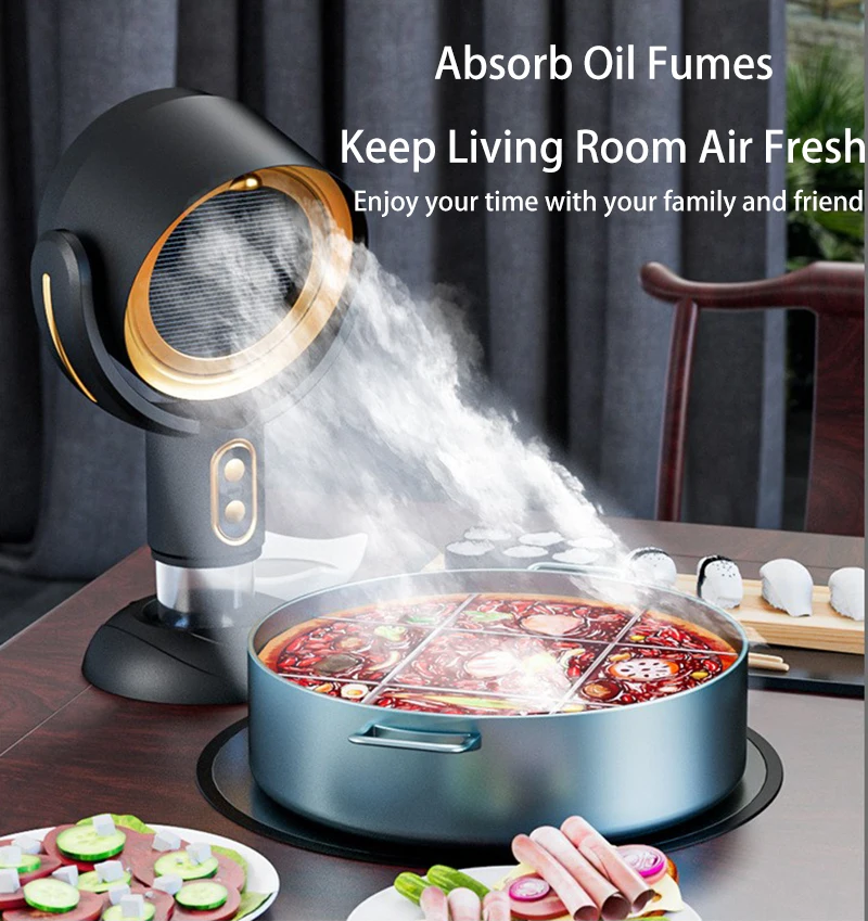 USB Charging Portable Desktop Range Hood Air Purifier Kitchen Hood Extractor For Home BBQ Hot Pot