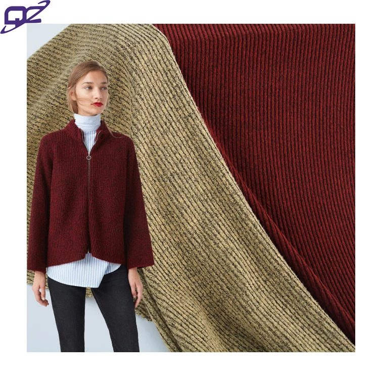 Sustainable Soft Stretch RTN Viscose Polyester brushed Hacci Knit 2x2 Rib fabric for clothes tops women casual dress