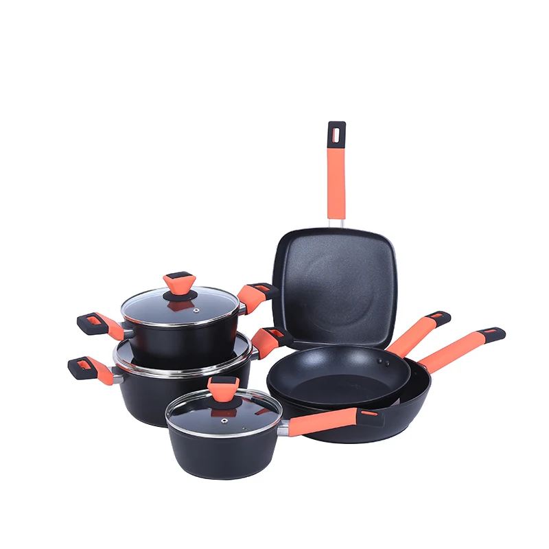 Non-stick Coating Induction Cookware Sets Best Selling Forged Aluminum Aluminum Alloy Eco-friendly Stocked Metal