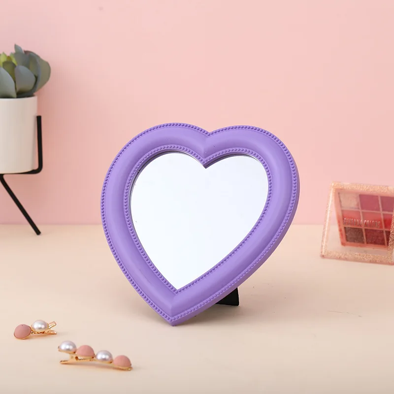 Net Red love Makeup Mirror Small Heart-shaped Desktop Wall Hanging Decorative Mirror Girl Heart Student Dormitory Mirror