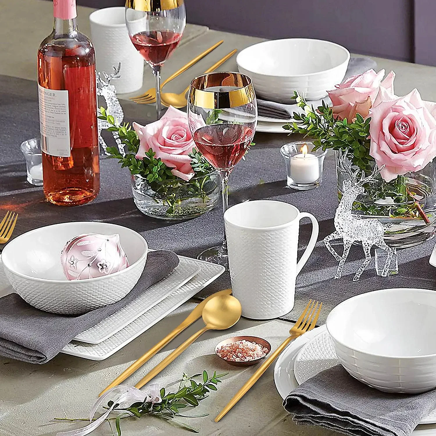 Wholesale Dishwasher Safe Hotel Golden Spoons Fork Knife Restaurant Modern Matte Gold Silverware Stainless Steel