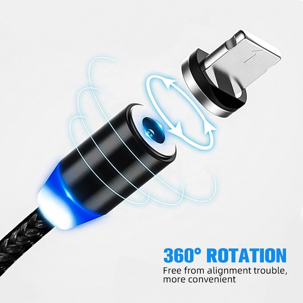 3 in 1 magnetic usb cable 3a 5a multi magnetic fast charging charger cable 3in 1 led round 1m 2m quick charge for mobile phone