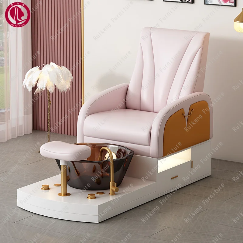 Luxury Nail Equipment Salon Furniture Manicure Reclining Medical Foot Spa Electric Salon Pedicur Massage Chair With Led Lighting