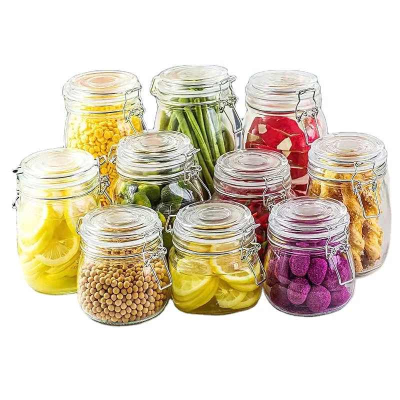 Wholesale Thickened Glass Airtight Jar With Lid Buckle Grain Storage Jar Kimchi Jar Honey Canned Bottle