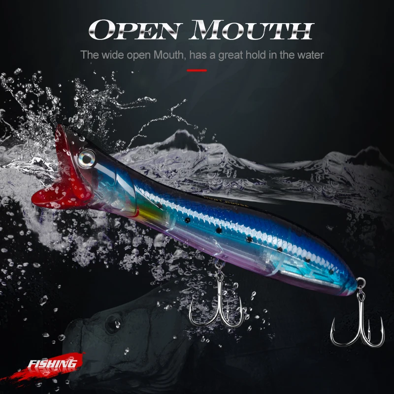 salt water fishing lure sinking popper plastic popper lure 3d eyes popper lure