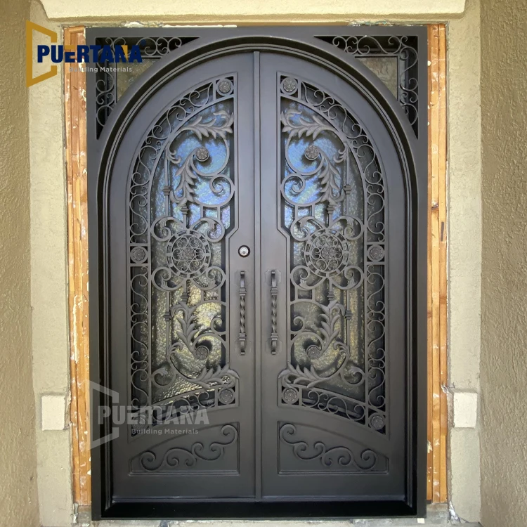 Apartment Decorate Arches Villa Entrance Iron Glass Main Door Grill Design