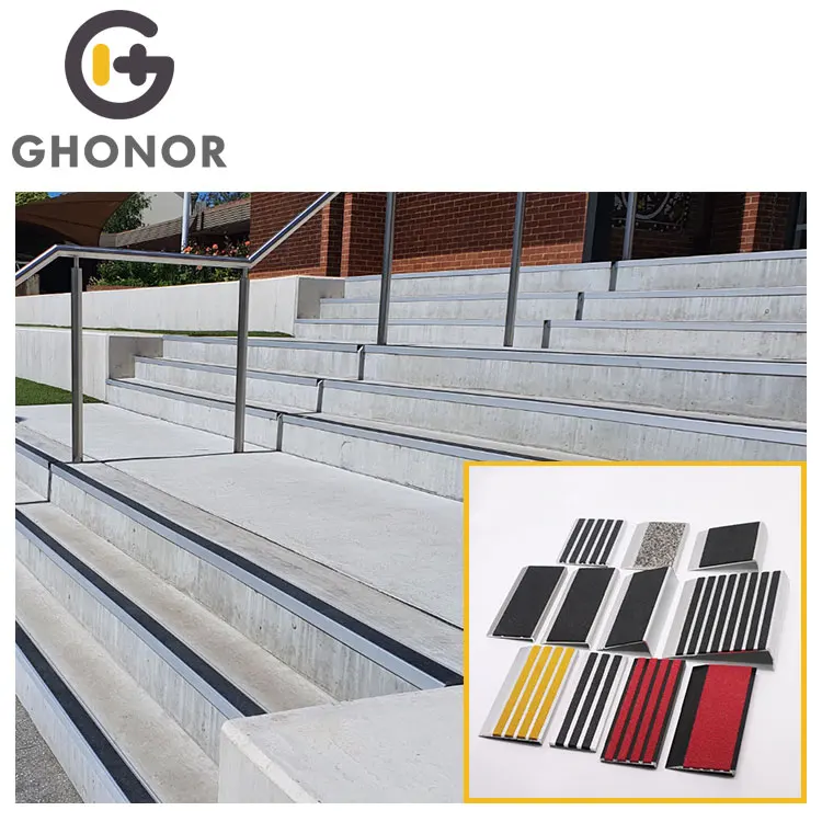 Carborundum Stairs Tile Trim Step Edge L Aluminium Alloy 6063 Anti Slip Stair Nosing Strips