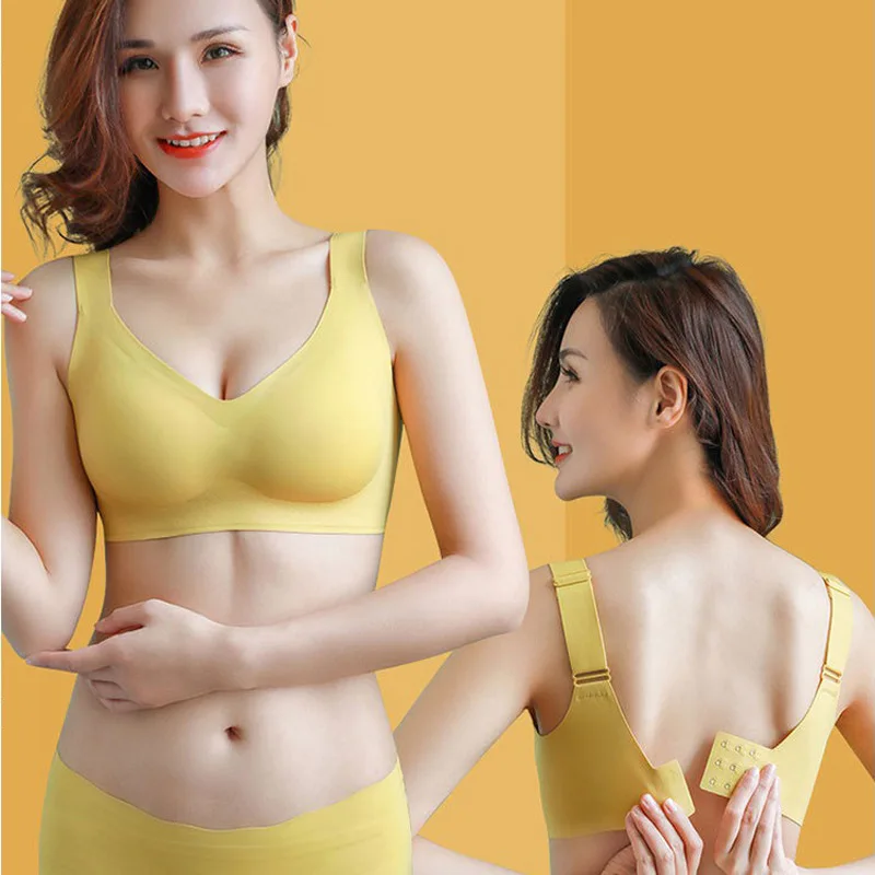 One Piece Women Gathered Bra Everyday Underwear Sexy Breathable Bra Comfortable Adjustable Wireless Latex High Quality Seamless