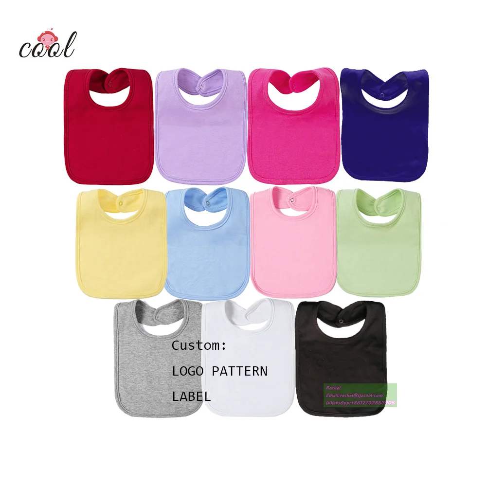 CPC 2021 OEM 11colors 100% 190gsm combed cotton customize plain white bibs cotton printed baby bibs  custom baby bibs
