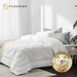 Flourish Eco-friendly comfortable 100% Wool Filling 100% cotton cover luxury quilt duvet comforter set soft quilts edredones