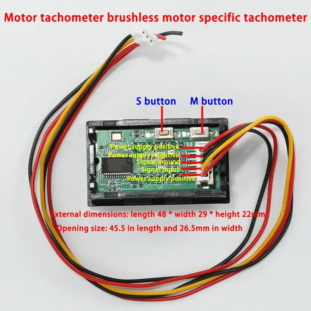 Digital LED Tachometer Gauge RPM Speed Meter Sensor Frequency Speedometer for Brushless Motor