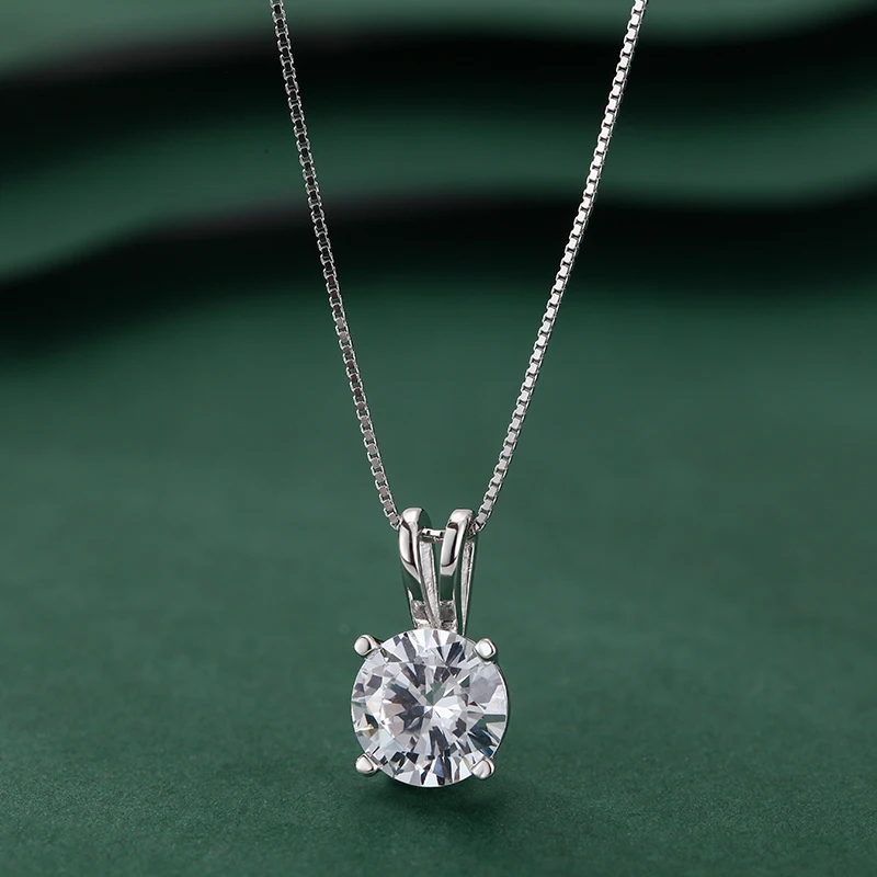 Classic Design 925 Sterling Silver Round 2ct 3ct Solitaire Moissanite D vvs1 Diamond Pendant Women Jewelry Necklace