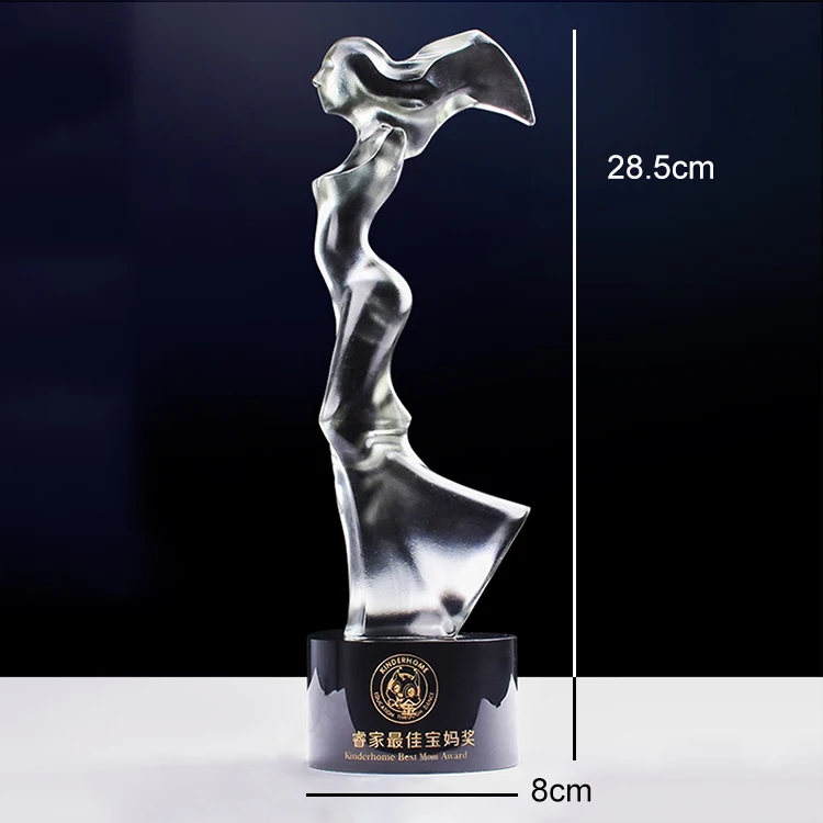 
elegant bodybuilding custom woman shaped optical crystal trophy 