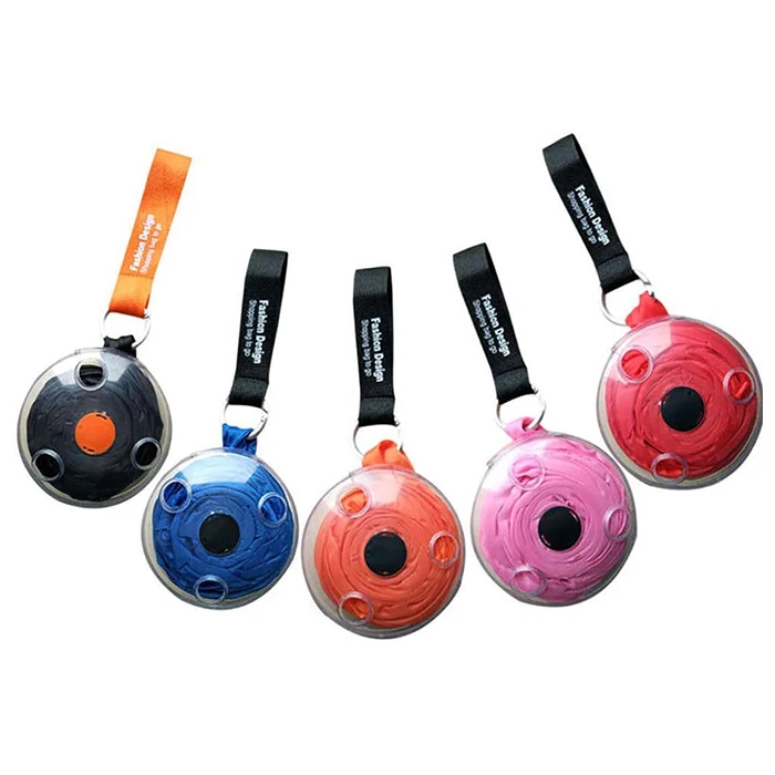 Plastic Shell Case Portable Polyester Tote Pouch Clips Reusable Folding Eco Shopper Shopping Shoulder Bags