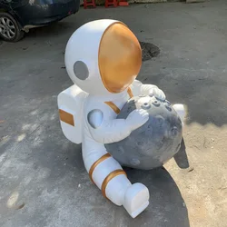 The fiberglass astronaut cartoon Outdoor welcoming decorative sculpture  Resin fiber human model Art Animal model