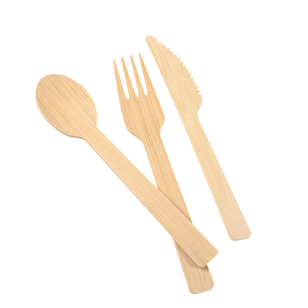 Wholesale 17cm Bamboo Cutlery Customized Logo Environmentally Friendly Tableware Disposable Knife And Spoon