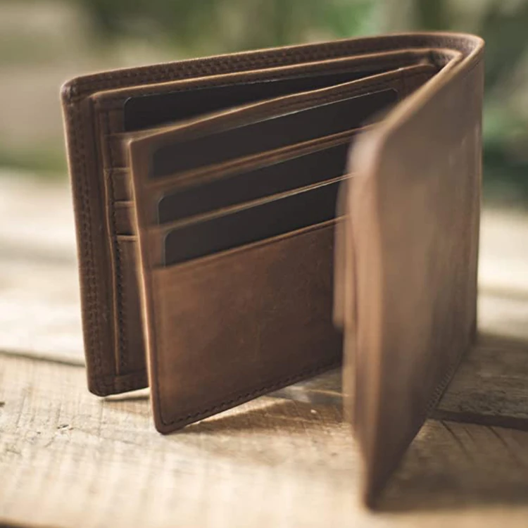 Crazy Horse  Leather Purse Wallet Rfid Custom Men Wallets Designer Genuine Leather Purse For Man With Coin Pocket