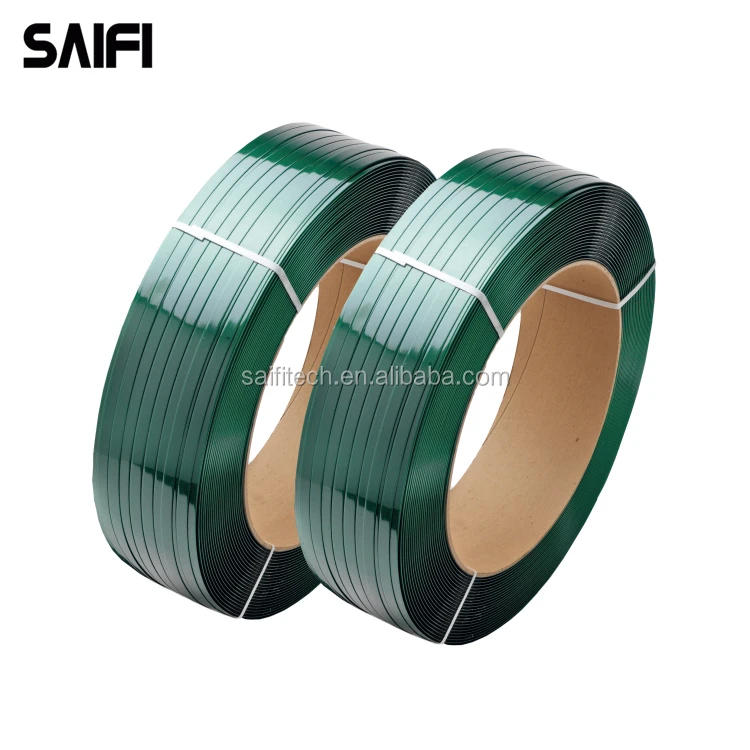 Best sale brick packing green color embossed polyester strap high strength PET strap strapping