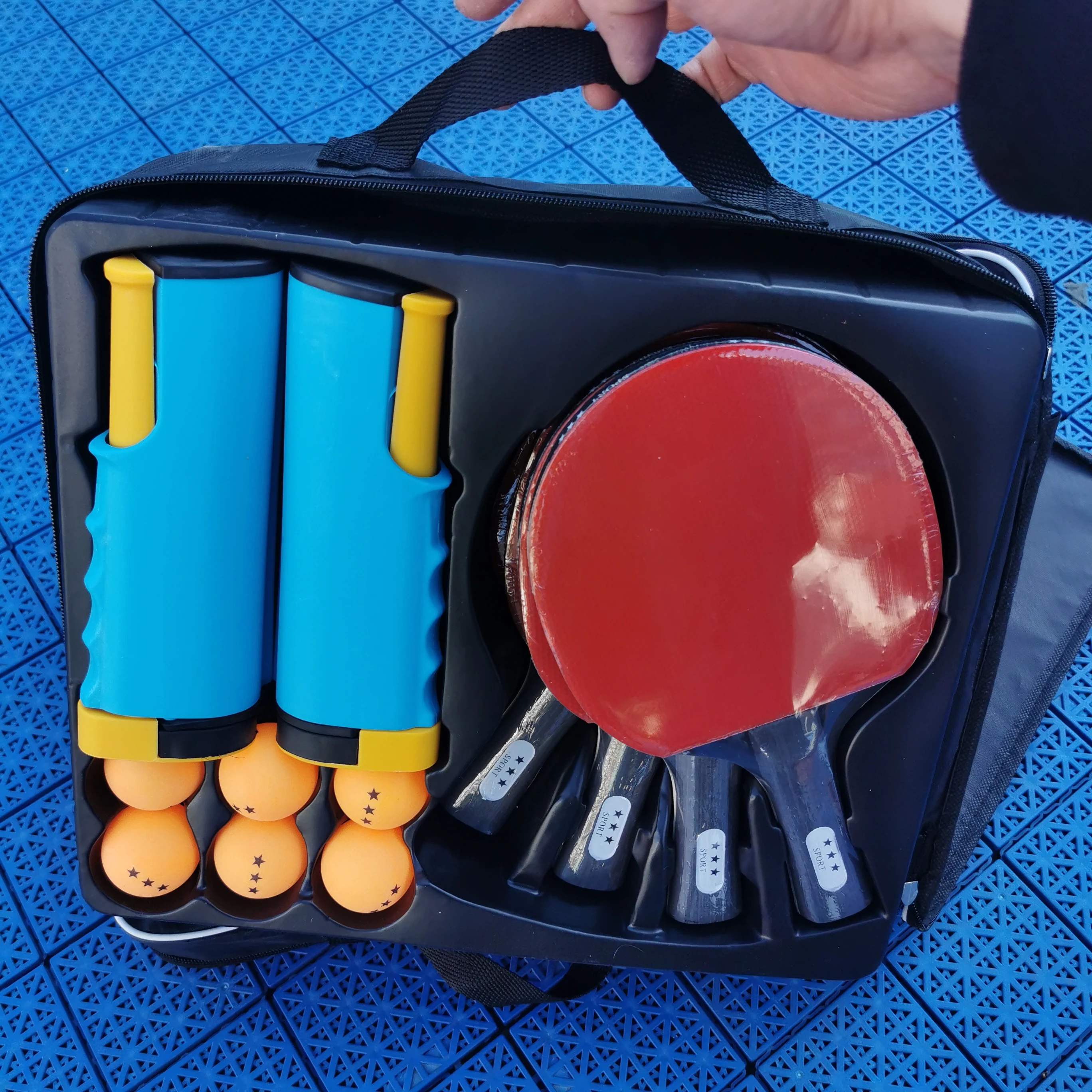 professional 4 Player table tennis racket with retractable table tennis net set cheap table tennis paddle and ping pong racket