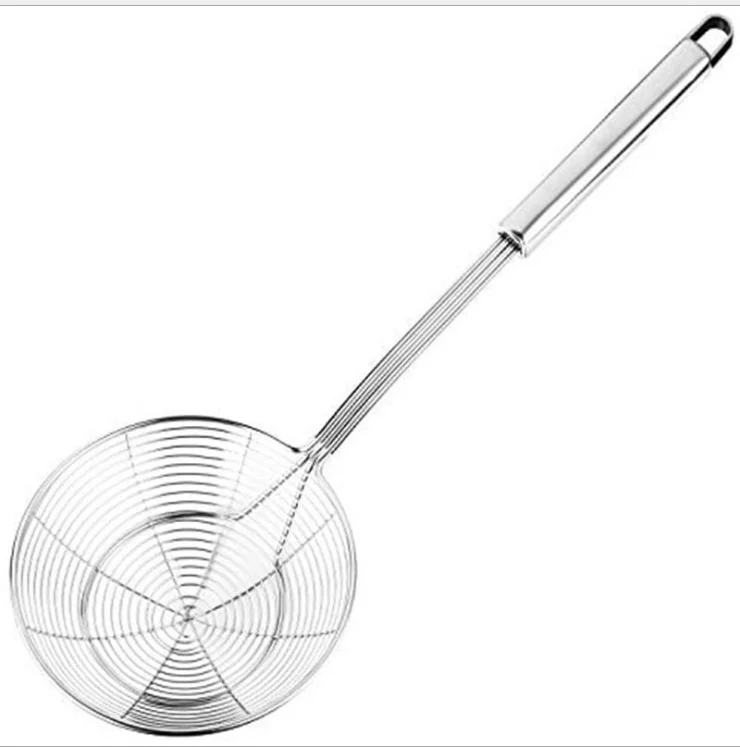 Solid Stainless Steel Spider  Skimmer Ladle Cooking Frying Kitchen Utensils Wire Strainer Pasta Strainer Spoon