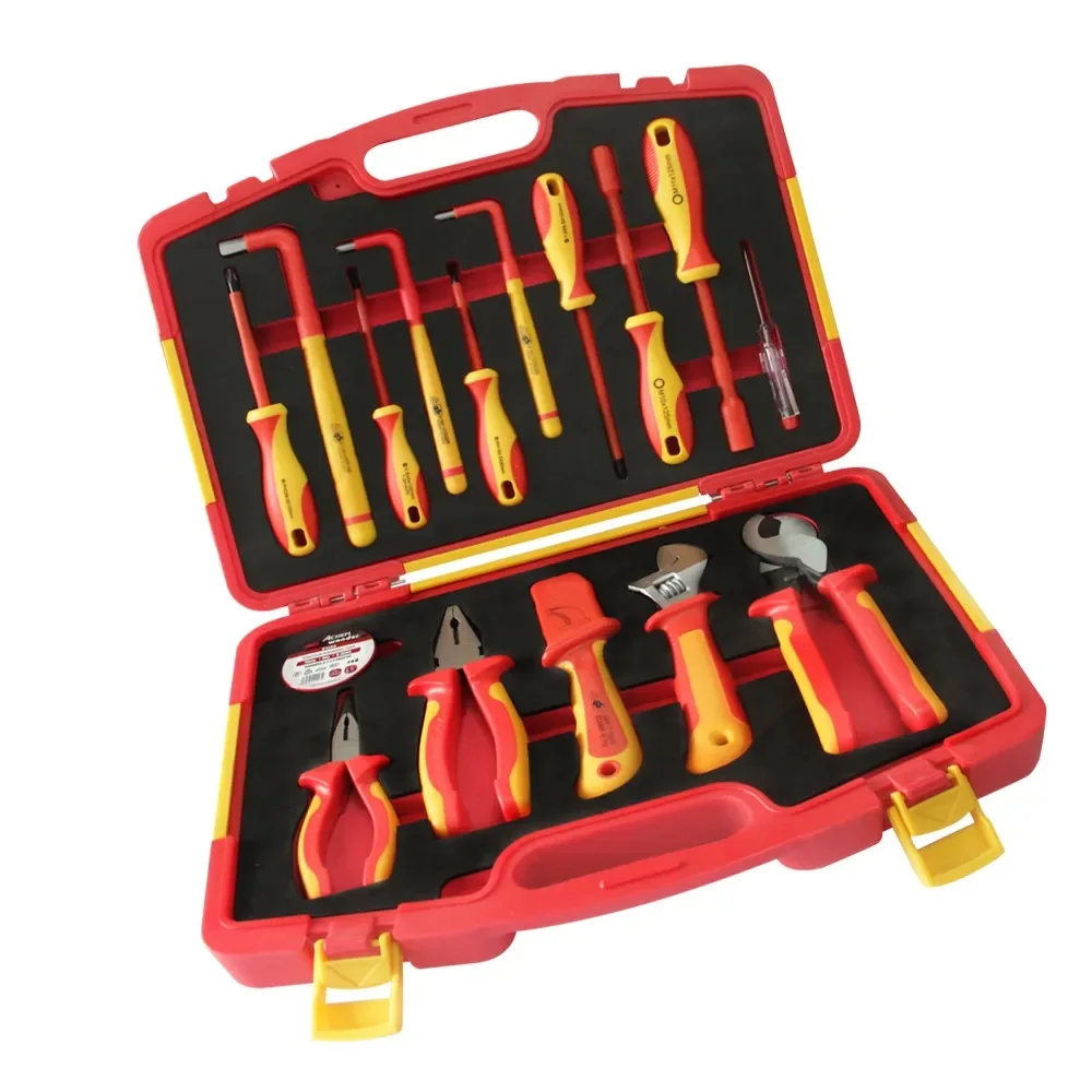 19pcs auto repair VDE insulation tool 1000V open end wrench cable knife tool box suit