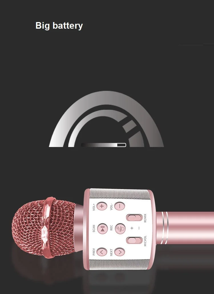 Wireless Karaoke Condenser Microphone Professional Cordless Bluetoothes Kids Handheld Singing Microphone