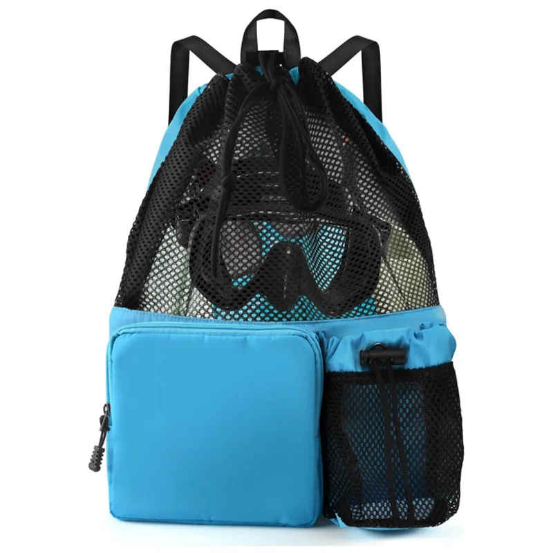 Portable Mesh Gym Yoga Beach Travel Bag with Drawstring for 10 Inch Laptop Shoe Carry System-Promotional Beach Bunch Pocket