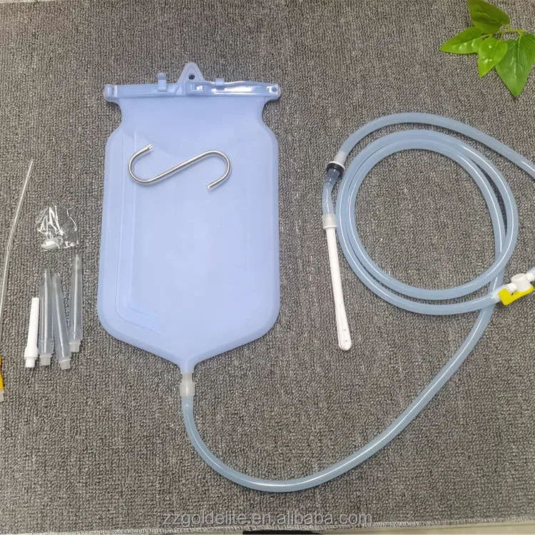 sealing clip type silicone enema bag home use enema kit with bag
