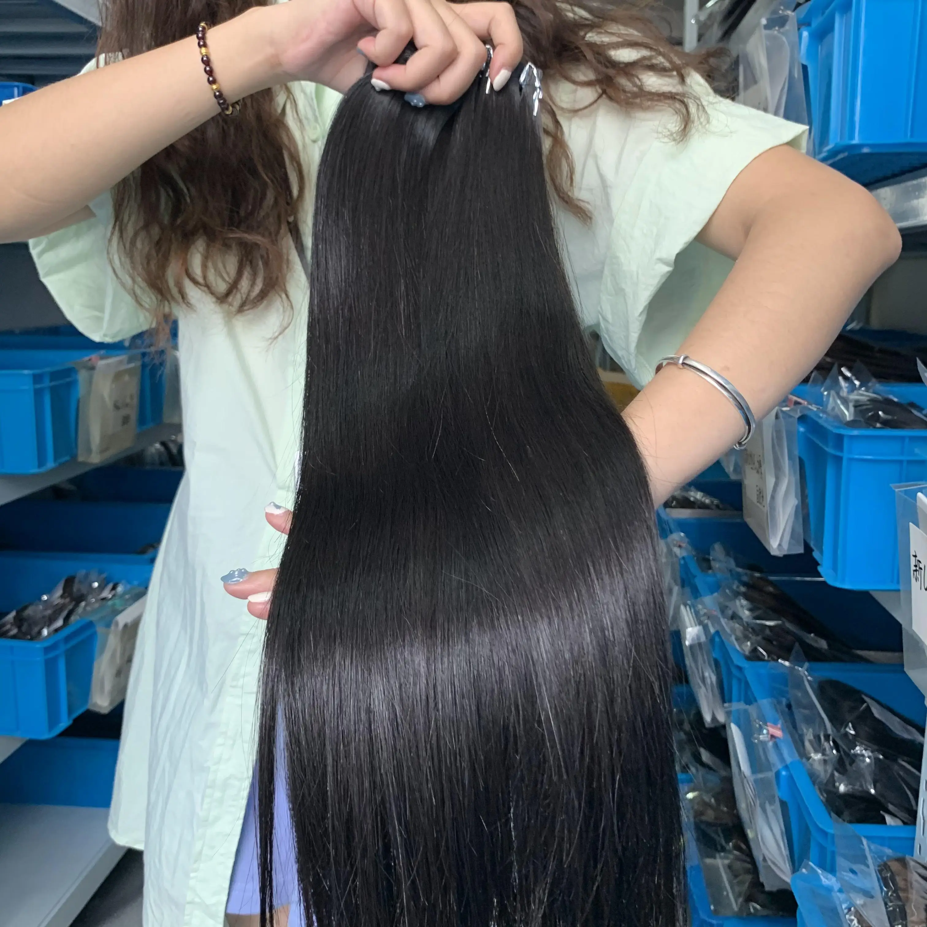 Оптовая продажа, европейские натуральные человеческие волосы с выравненной кутикулой, двойная натянутая лента Омбре для наращивания