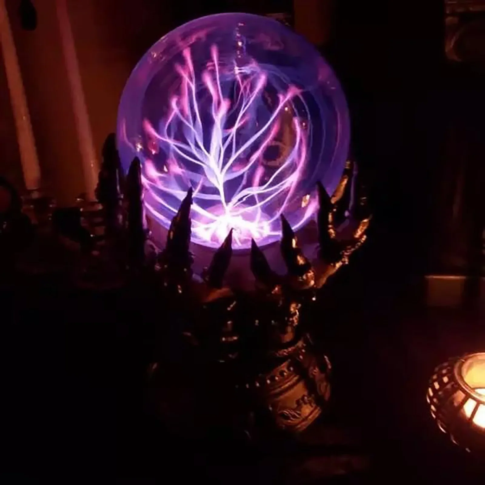 Portable Luminous Luxury Celestial Magic Skull Finger Plasma Ball Creative Glowing Halloween Crystal Ball