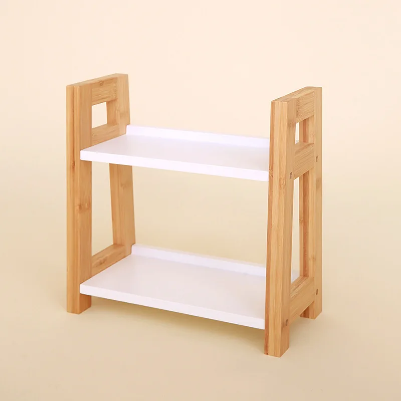 Factory custom bamboo storage holder kitchen countertop storage organizer rack shelf for spice jar